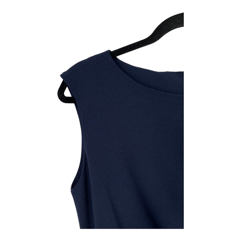 Calvin Klein dress Ruffle crepe sheath sleeveless navy blue size 8 - Picture 3 of 8